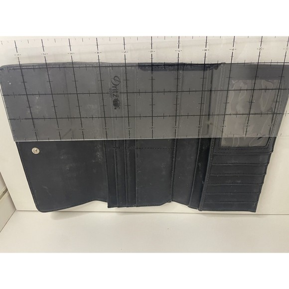 ESPRIT Womens Black Faux Leather Tri-Fold Wallet VTG 90s 12 Card Holder Photo ID - Picture 10 of 16